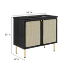 Modway - Chaucer 36" Vanette de salle de bain - Noir noir-Stratifié à grain de bois