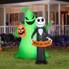 GEMMY - Décorations gonflables d'Halloween Jack Skellington et Oogie Boogie avec LED - 195,5 cm x 150 cm-Comprend des piquets et des attaches