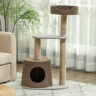PawHut - Arbre à chat griffoir, poteau d’escalade pour chaton, mobilier pour animaux avec jouet - marron-Lit supérieur avec une balle suspendue pour que le chat puisse jouer 