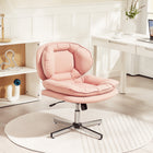 HOMCOM - Chaise de bureau sans accoudoirs à croisillons - rose-Hauteur réglable et légère fonction d’inclinaison pour trouver votre confort personnel