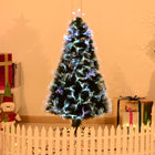 HOMCOM - Arbre de Noël artificiel à fibres optiques pré-éclairé de 4ft décoration de vacances étoile-Lumières multicoloures qui restent allumées même si une ampoule grille  