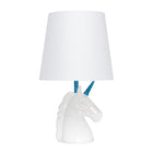 Simple Designs - Lampe de table - Licorne bleue et blanche scintillante-Base en résine blanc + bleu pailleté