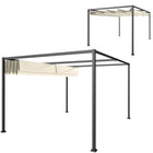 Outsunny - Pergola de patio avec auvent rétractable - 10 pi x 7 pi - blanc crème-Cadre en métal avec revêtement en poudre offrant une solidité supérieure et une grande stabilité 