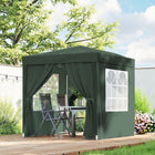 Outsunny - Tente auvent pliante 6.6 pi l x 6.6 pi L pour extérieur - jardin - patio - Vert foncé-Toile Oxford résistante au feu et à l’eau avec revêtement anti-UV bloquant la plupart des rayons nocifs