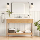 Modway - Zaire 48" compatible avec un seul évier Armoire de toilette de salle de bain (lavabo non inclus) - Naturel-Tirs de poignée en métal