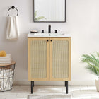 Modway - Chaucer 24" Armoire de toilette de salle de bain (lavabo non inclus) - Chêne-Boutons d’armoire en métal