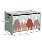 Qaba - Organisateur de rangement pour coffre à jouets - Vert-La charnière de sécurité empêche les claquements accidentels et garantit la sécurité des doigts de votre enfant  