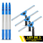 Gritt Commercial - Ensemble de nettoyage de vitres - Raclette pivotante de 14 po - Manche télescopique de 20 po - Lot de 3-Les outils se fixent facilement au manche télescopique inclus de 6 pi