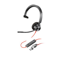 Poly - Blackwire 3310 Casque USB-C monophonique avec adaptateur USB-C/A - Certifié Microsoft Teams-Entièrement plug-n-play avec des périphériques USB, afin que les utilisateurs puissent prendre des appels au bureau ou en déplacement