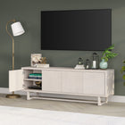 Hudson&Canal - Meuble TV Cutler pour téléviseurs jusqu'à 75" - Blanc aulne-Dimensions du produit : 15,5" L x 68" l x 24" H