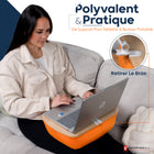 ShoppingAll - Coussin Support Réglable Pour Tablette Avec Bol À Collations - Orange-Design Spacieux - Mesure 16,9" x 10,8" x 3,5" pour offrir un espace généreux tout en restant compact et léger.