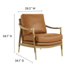 Modway - Langford Cuir végane Fauteuil d’accent - Noyer Tan-Rembourrage en faux cuir