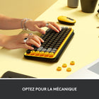 Logitech POP Keys Clavier Mécanique Sans Fil - Blast-Multidispositifs: Couplez POP Keys jusqu'à 3 appareils et changez via les touches Easy-Switch. Connexion Bluetooth ou récepteur USB Logi Bolt, sur Windows, macOS, Chrome OS, Android, iPadOS ou iOS