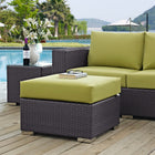 Modway - Convene Terrasse extérieure Tissu Carré ottoman in Espresso Peridot-Cadre en aluminium revêtu de poudre