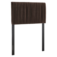 Modway - Eloise Velours de performance résistant aux taches Tête de lit jumelée, Marron chocolat-Tête de lit taille jumelle