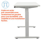 Motionwise - Bureau de la série M2 48 x 24, Motionwise - Bureau électrique assis-debout avec double moteurs et tiroir coulissant - Blanc-Deux moteurs synchronisés