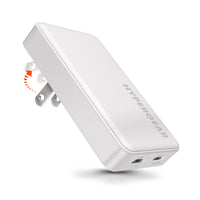 HyperGear - Chargeur mural de voyage plat ultra-fin à deux ports USB-C 65 W-Profil ultra-mince conçu pour s'adapter aux espaces restreints