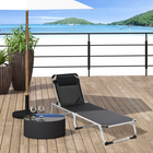 Outsunny - Chaise longue pliante avec appuie-tête et dossier réglable - noir-Dossier réglable et siège inclinable pour un confort personnalisé
