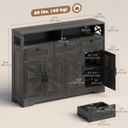 HOMCOM - bahut buffet de style ferme 47 po avec portes de grange et étagères de rangement - brun foncé-Charme rustique de ferme accentué par un design de porte de grange