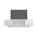 Nexera - Meuble audio-vidéo Marble, 72po, Blanc-2 espaces de rangement ouverts, 1 porte et 2 tiroirs, parfait pour ranger vos appareils électroniques, vos livres, DVD ou simplement exposer vos éléments décoratifs préférés