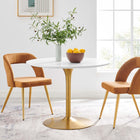 Modway - Pursuit 40 po Table à manger, Or blanc-Socle métallique résistant aux éclats