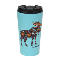 Oscardo - Tasse de voyage avec motif artistique autochtone Orignal de John Rombough-Motif d’art autochtone authentique - Met en valeur des œuvres sous licence créées par des artistes des Premières Nations, Inuit et Métis de partout au Canada, célébrant la richesse des cultures autochtones et leur créativité