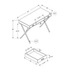 Monarch Specialties - 7793 Bureau 42 po - Marbre Noir/Metal Noir-Dimensions du produit: 42 pouces L x 20 pouces P x 30 pouces H