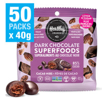Healthy Crunch - Cacao Nibs Chocolat noir Superfoods, 50 unités x 40 grammes-Sans produits laitiers