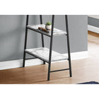 Monarch Specialties - 7527 Bureau 48 po L - Faux Marbre Blanc/Metal Noir-Idéal pour les petits espaces de travail nécessitant des options de rangement, ce bureau à 3 niveaux à un design à espace ouvert et est fini de tous les côtés pour un placement flexible n'importe où dans votre bureau à domicile
