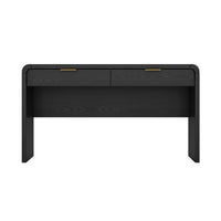 Manhattan Comfort - Bureau moderne Grace 54" avec 2 tiroirs - Noir et Or-Bureau de bureau aux lignes épurées avec une finition lisse en bois manufacturé pour un aspect chaleureux et moderne