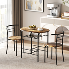 HOMCOM - ensemble de salle à manger 3 pièces 31,5 po avec étagère de rangement - brun rustique-Les chaises peuvent être placées sous la table pour gagner de la place