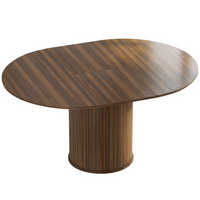 HOMCOM - Table de ferme extensible convertible ronde à ovale 43,5 po-59 po pour 6-8 personnes - grain de bois noyer-S'étend de 43,3 po (110 cm) rond à 59,1 po x 43,3 po (150 x 110 cm) ovale avec des rallonges amovibles 