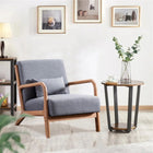 Ebello - Hertford Fauteuil d’appoint 26 po bois massif milieu de siècle avec coussin extra, gris-Couleur : Gris