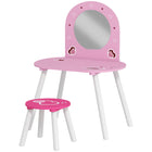 Qaba - Coiffeuse pour enfants avec miroir et tabouret - rose-Comprend une coiffeuse et un tabouret assorti pour un ensemble princesse complet  

