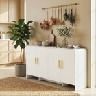 HOMCOM - Buffet moderne 60 po pour téléviseurs jusqu’à 72 po avec portes à fermeture douce - grain de bois blanc-Les portes à fermeture douce et silencieuse assurent un fonctionnement quotidien sans bruit et fluide 