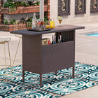 Outsunny - Table de bar en rotin 55 po avec 2 étagères de rangement et structure en acier-Fabriqué avec une structure en acier avec un revêtement par poudrage, et tout en rotin PE tressé à la main pour une utilisation durable