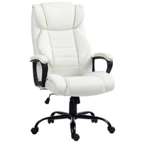 Vinsetto - Fauteuil de bureau exécutif à haut dossier avec massage à vibrations 6 points - blanc-Design exécutif qui se démarque, enveloppé de cuir PU élégant