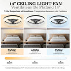 Bell+Howell - Ventilateur de plafond CannonX à profil bas de 35,5 cm (14 po) avec éclairage et télécommande - Noir-Le moteur silencieux fonctionne à moins de 35 dB au réglage le plus bas pour un sommeil réparateur, la lecture et le travail concentré
