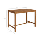 Modway - Eleni Rectangle 56 po Terrasse extérieure Bois teck Bar Table - Naturel-Table ronde à lattes de 56 pouces