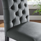 Modway - Duchess Performance Velvet Chaises de salle à manger Ensemble de 2 - Gris-Touffage classique des boutons
