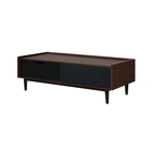 Manhattan Comfort - Table basse Duane 120 cm style mid-century moderne - marron foncé et noir-Garantie limitée du fabricant de 30 jours