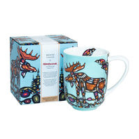 Oscardo - Tasse porcelaine « Moose » de John Rombough - 485 ml-Design d’art autochtone - Orignal par John Rombough, artiste déné chipewyan, œuvre des Premières Nations célébrant le patrimoine culturel et les traditions