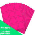 JAM Paper Étiquettes postales carrées, 2 x 2 po, rose néon, 240/paquet-Rose néon