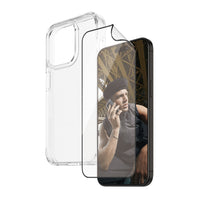 PanzerGlass - Bundle avec HardCase et Matrix Glass pour iPhone 15 Pro - Transparent-Ce lot comprend un protecteur d'écran et un étui