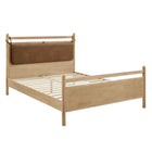 Modway - Leni Grandeur nature Cuir et bois véganes Cadre de lit à plateforme jumelée - Chêne clair-Support en lattes de bois