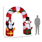 Outsunny - Arche gonflable de bonbons de Noël de 9' avec pingouin - bonhomme de neige - boîte cadeau LED - Blanc-La toile en polyester certifiée IP44 convient à un usage intérieur et extérieur