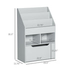 HOMCOM - Étagère à livres multi-étagères pour enfants avec tiroir de rangement - Gris-MDF pour une structure robuste avec des courbes sur les bords 