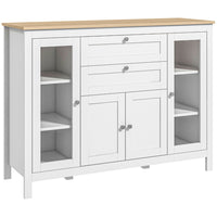 HOMCOM - Buffet 47,25 po L avec 2 tiroirs et 4 portes - blanc-Deux couleurs et un design classique ajoutent du charme à votre maison 