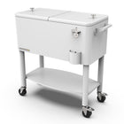 Permasteel - Glacière de patio roulante 80 pintes avec séparateur et étagère - blanche-Sa grande capacité de 80 pintes offre un espace généreux pouvant contenir jusqu’à 110 canettes de 12 oz, plus de la glace.