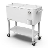 Permasteel - Glacière de patio roulante 80 pintes avec séparateur et étagère - blanche-Sa grande capacité de 80 pintes offre un espace généreux pouvant contenir jusqu’à 110 canettes de 12 oz, plus de la glace.